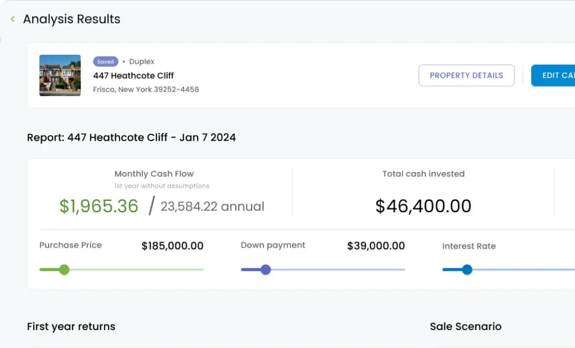 analisis result page screen